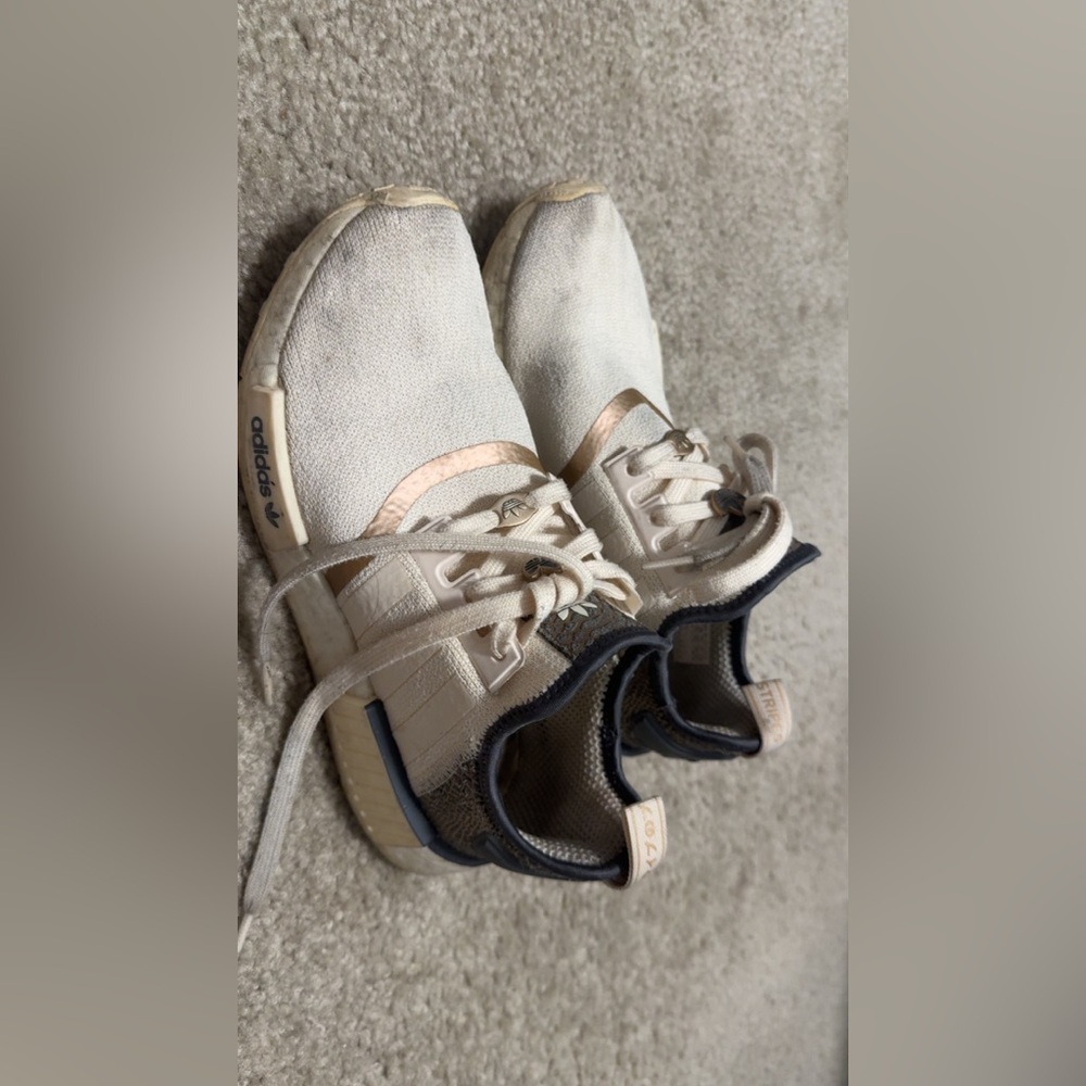 Adidas Cream and Black Athletic Shoes